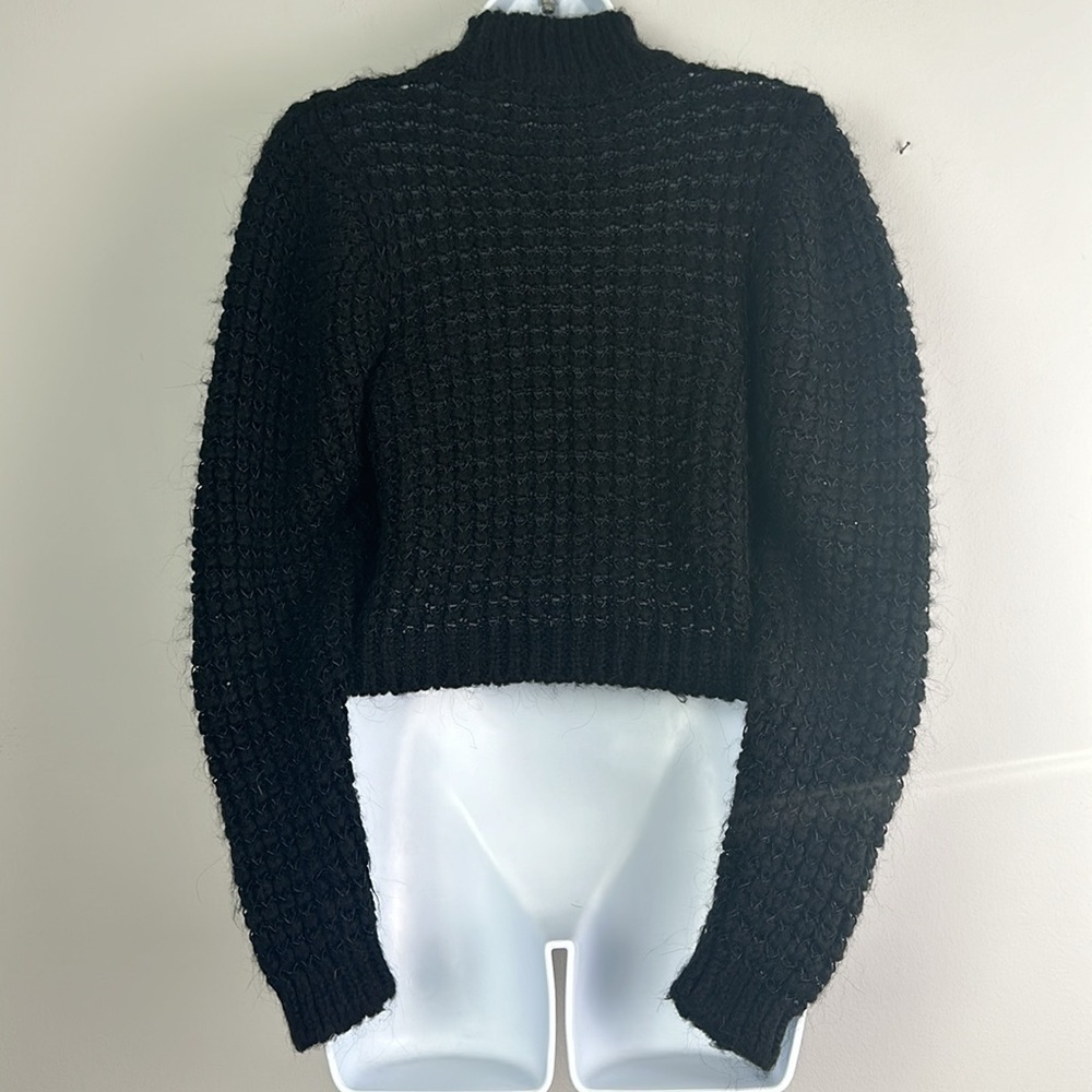 Zara Dolman Sleeve High Neck Chunky Knit Sweater SM Top Wool Acrylic Blend Black - Picture 15 of 16